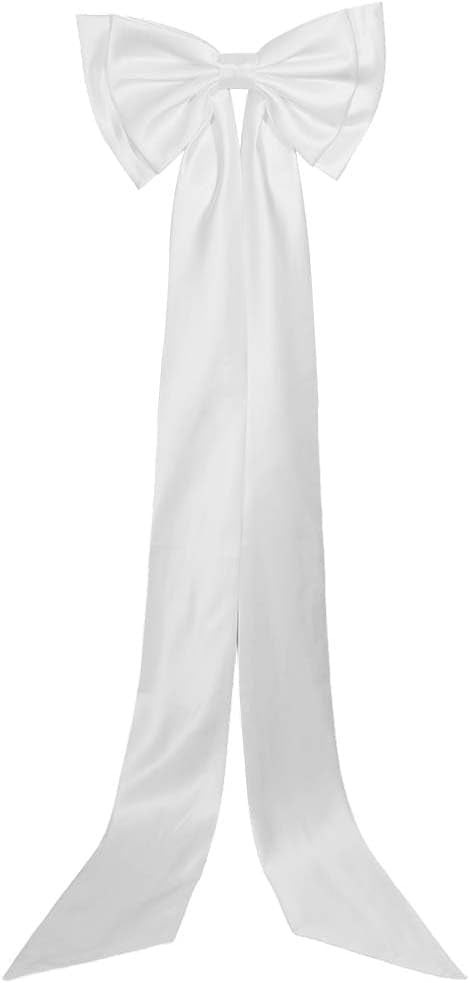 Long White Satin For Dress arge Wedding Pew Bows with Long  display picture 1