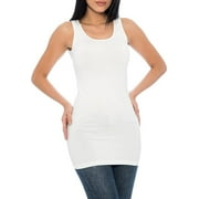 Long White Tank Top for Women – Dressy Scoop-Neck Top – Unique Styles Asfoor