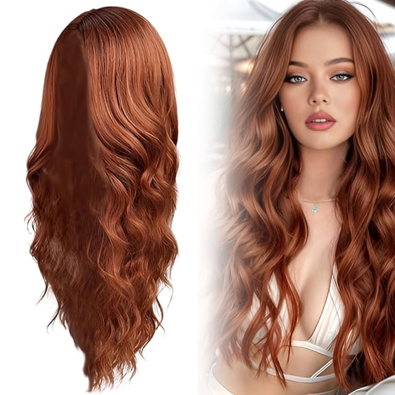 Long Wig - 26 Inch Middle Part Curly Wavy Wig, Heat-Resistant Synthetic, Natural Looking, Lightweight, Adjustable Cap, Daily Wear, Party Hair, Cosplay, Wedding, Halloween, Women