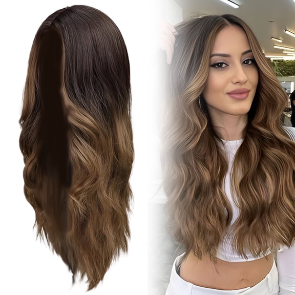Long Wig - 26 Inch Middle Part Curly Wavy Wig, Heat-Resistant Synthetic, Natural Looking, Lightweight, Adjustable Cap, Daily Wear, Party Hair, Cosplay, Wedding, Halloween, Women