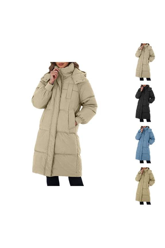 Long Winter Coat Thick Warm Outerwear For Plus Sizes Knee Length Jacket For Cold Weather