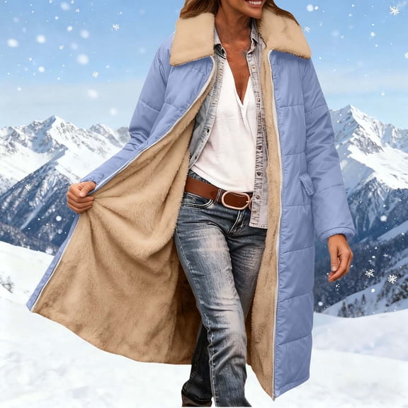 Long Winter Coats For Women Sevevn Women's 2025 Winter Fashion Clothes Oversized Shearling Fleece Lapel Reversible Long Coats Jackets