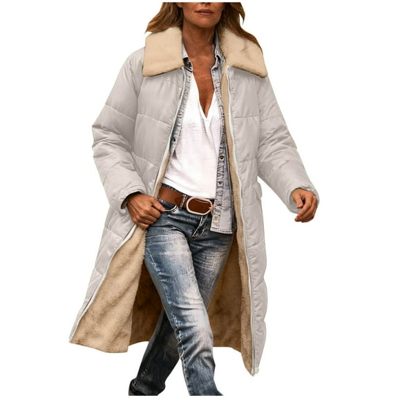 Long Winter Coats For Women Sevevn Women's 2025 Winter Fashion Clothes Oversized Shearling Fleece Lapel Reversible Long Coats Jackets