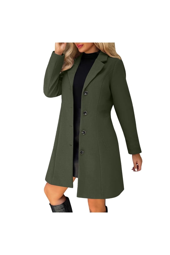 Long Winter Coats For Women Sevevn Women's Winter Outerwear Overcoat Lapel Mid-thigh A-line Single Breasted Pea Coat