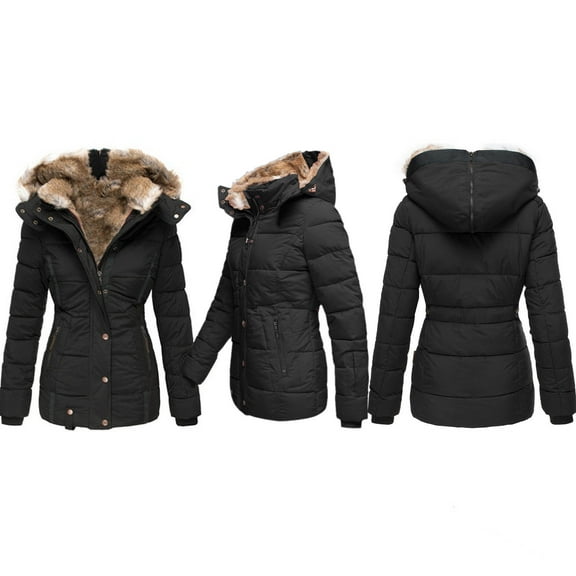 Long Winter Coats for Women Winter Coats for Women Plus Size Hooded Outerwear Thick Warm Puffer Down Zip up Thick Jacket Windproof Trench Coat Long Sleeve Cardigan for Women