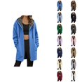 thumbnail image 1 of Long Winter Coats for Women 2025 Long Sleeve Fleece Lined Plain Zip Up Hooded Jacket with Pockets Outerwear, 1 of 1