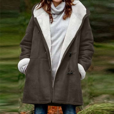 Long Winter Coats for Women Fashion Warm Faux Coat Jacket Winter Button Solid Long Sleeve Outerwear