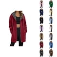 thumbnail image 1 of Long Winter Coats for Women Long Sleeve Plain Fleece Lined Zip Up Hooded Jacket with Pockets Outerwear, 1 of 1