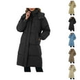 thumbnail image 1 of Long Winter Coats for Women Long Sleeve Warm Thick Plain Casual Zip Up Hooded Jacket with Pockets Parka Outerwear, 1 of 1