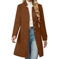 thumbnail image 1 of Long Winter Trench Coat Overcoat For Ladies With Slim Fit Design Color: Brown Size: XL, 1 of 7