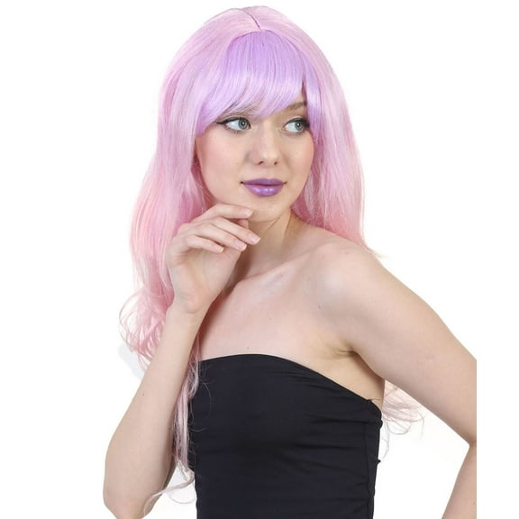 Long Women Wig | Wavy Pink and Purple Ombre Wig | Premium Breathable Capless Cap, Synthetic Fiber