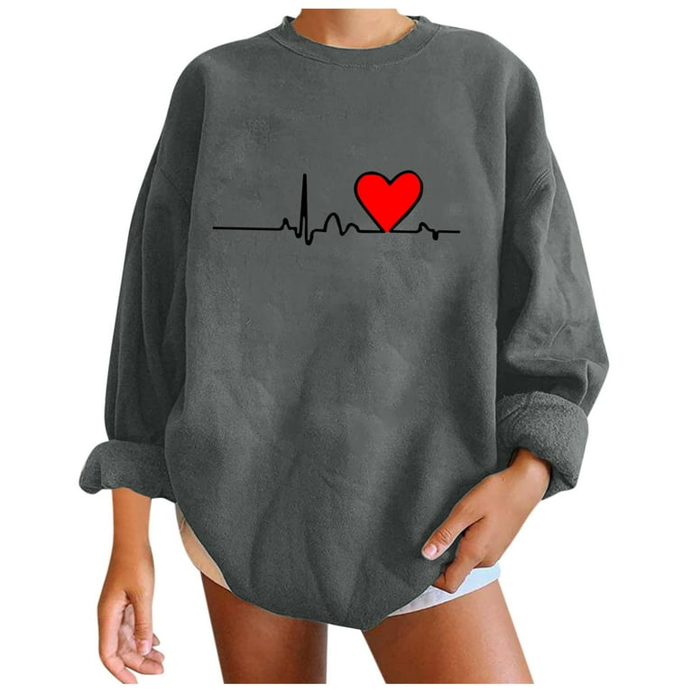 Long Women s Sweatshirt Sleeve Printed Oversized Top Sweatshirt