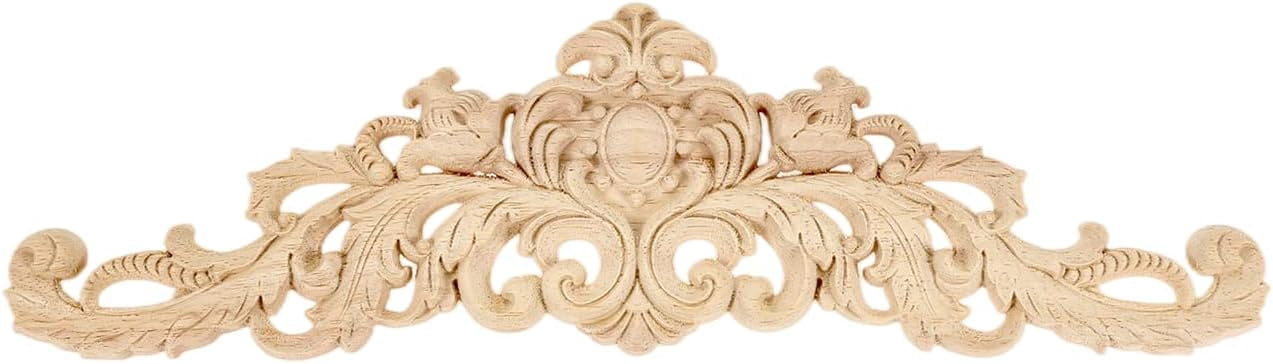 Long Wood Carved Appliques Onlays, 1-Pack Unpainted Decorative Corner ...