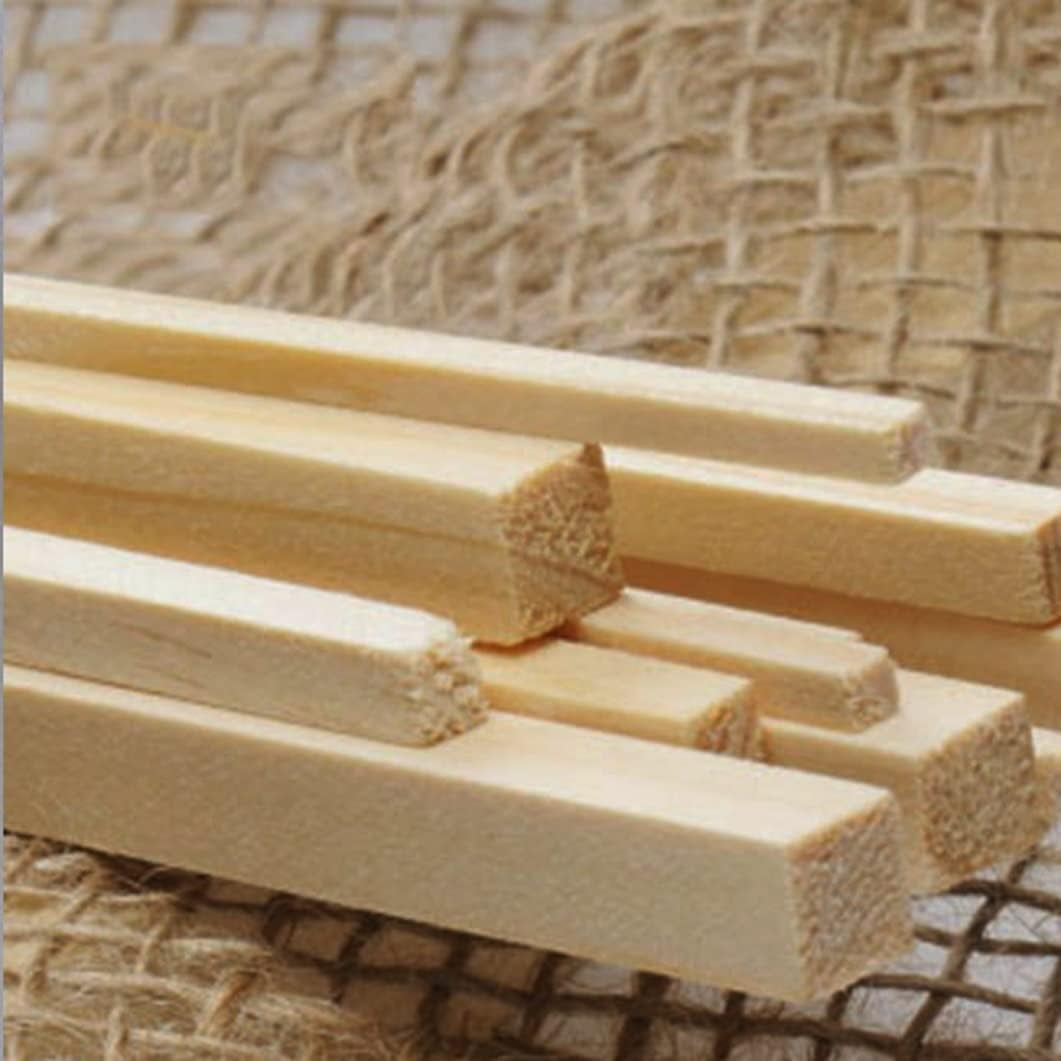 Long Wood Dowels Square Wooden Dowel Rod, Natural Long Dowel Strips, Unfinished Square Dowel