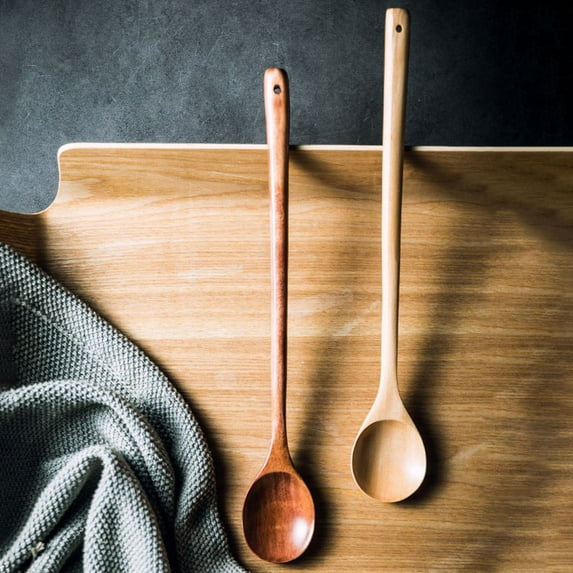 Cooking Utensils Long Wooden Spoon 12 Inch Heat Wooden Cooking Spoon with Smooth Handle and Hanging Hole for Effortless Mixing
