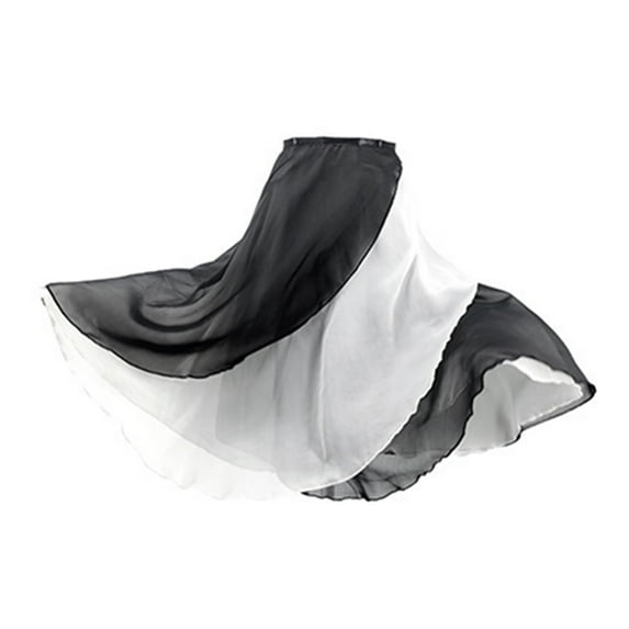 Long Wrap Ballet Skirt Women Chiffon Ballet Dress 2 Layers Skirts Ladies Girls Two Layers Double Color Dance Wrap Skirt