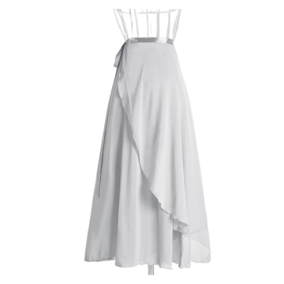 Long Wrap Ballet Skirt Women Chiffon Ballet Dress 2 Layers Skirts Ladies Girls Two Layers Double Color Dance Wrap