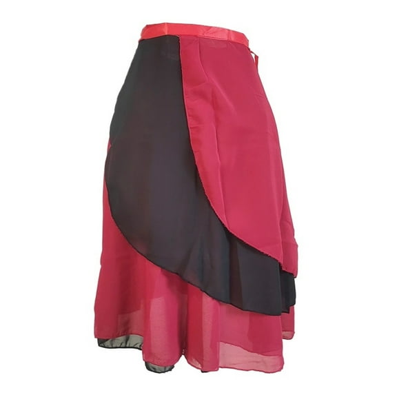 Long Wrap Ballet Skirt Women Lyrical Chiffon Ballet Dress 2 Layers Skirts Ladies Girls Two Layers Double Color Dance Wrap