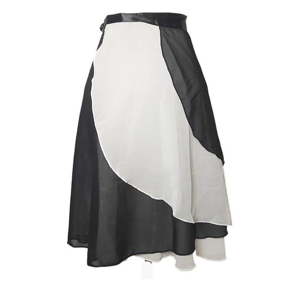 Long Wrap Ballet Skirt Women Lyrical Chiffon Ballet Dress 2 Layers Skirts Ladies Girls Two Layers Double Color Dance Wrap