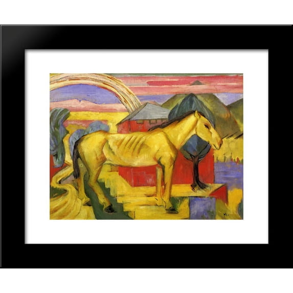 Long Yellow Horse 20x24 Framed Art Print by Marc, Franz