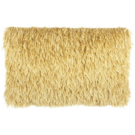 Long Yellow Shag Throw Pillow