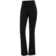 Long Yoga Pants for Women Tall Solid Color Flare Elastic High Waist Wrokout Gym Pants Soft Athletic Plus Leggings(Black,XL)