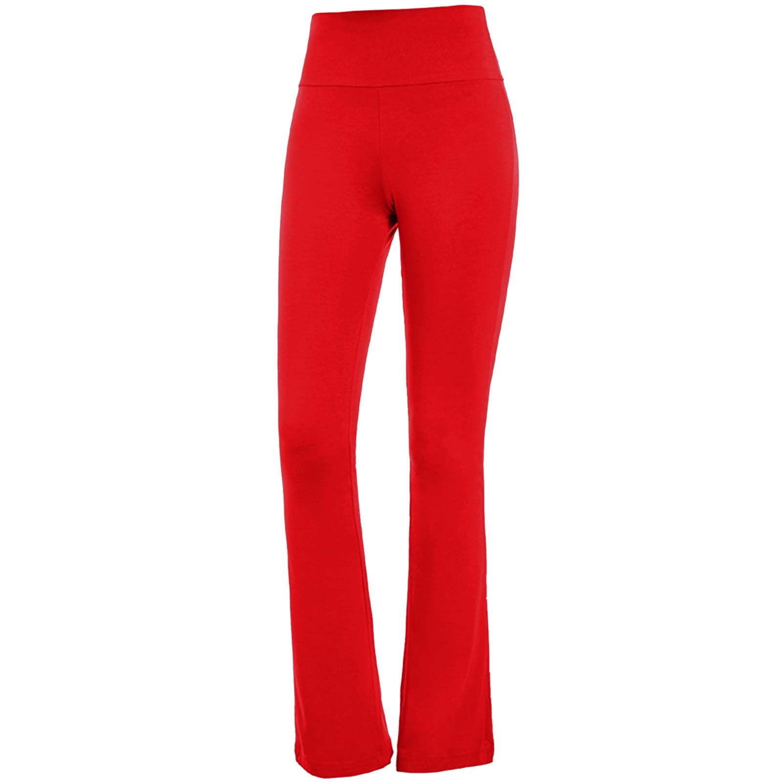 Long Yoga Pants for Women Tall Solid Color Flare Elastic High Waist Wrokout  Gym Pants Soft Athletic Plus Leggings(Red,L)