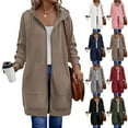 thumbnail image 1 of Long Zip Up Hoodie Women Oversized Zip Up Knee Length Tunic Sweatshirts Fall Casual Long Sleeve Hooded Jackets with Pockets 2025 Winter Option Pink XL, 1 of 9