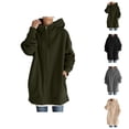 thumbnail image 1 of Long Zip Up Hoodie Jacket for Women Fall Winter Long Sleeve Plain Hooded Sweatshirt Jacket with Pockets Coat Outerwear, 1 of 7