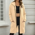 thumbnail image 1 of Long Zip Up Hoodie Women Casual Jacket Oversized Coat (Light Yellow M=2), 1 of 3