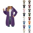 thumbnail image 1 of Long Zip Up Hoodies for Women 2025 Fall Winter Long Sleeve Full Zipper Hooded Sweatshirt with Pockets Jacket Coat, 1 of 1