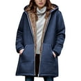 thumbnail image 1 of Long Zip up Hoodie Women Long Sleeve Fleece Lined Jacket Casual Hooded Warm Winter Coat with Pockets New Lightweight Jacket Women Travel Navy M, 1 of 6