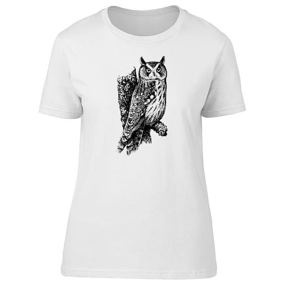 Long-eared Owl Bird Sketch T-Shirt Men -Image by Shutterstock, Male Medium