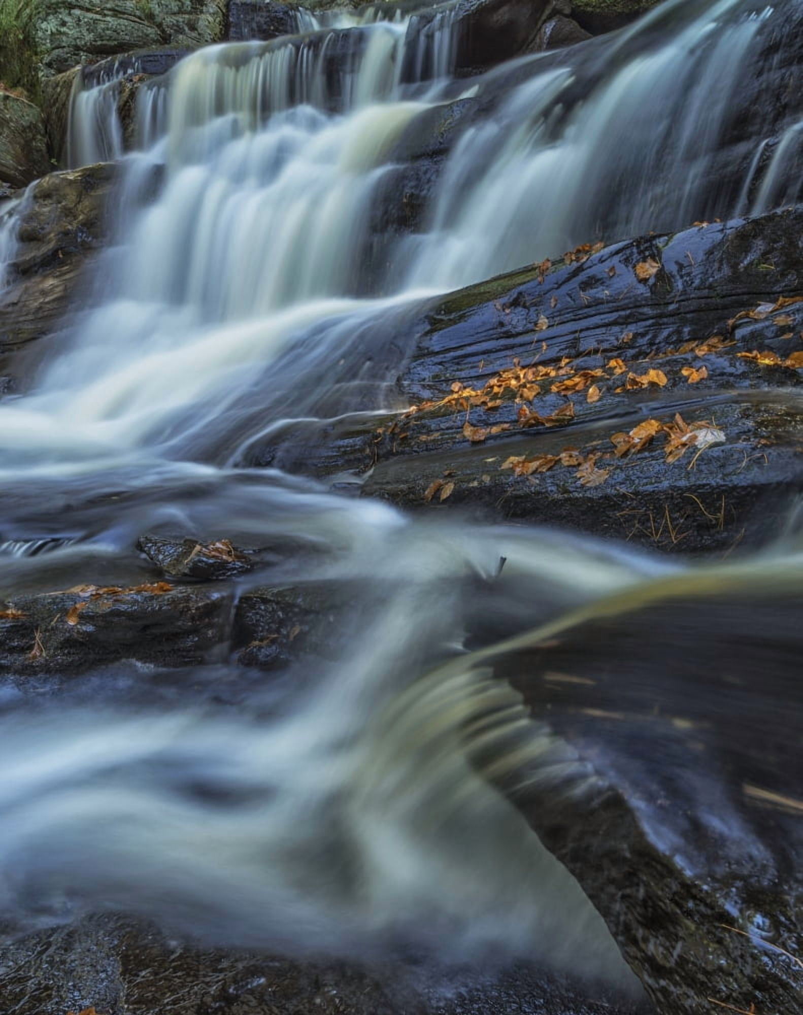 Long exposure of Little High Falls in autumn near Bracebridge Ontario Canada Canvas Art - Robert Postma Design Pics (13 x 17)