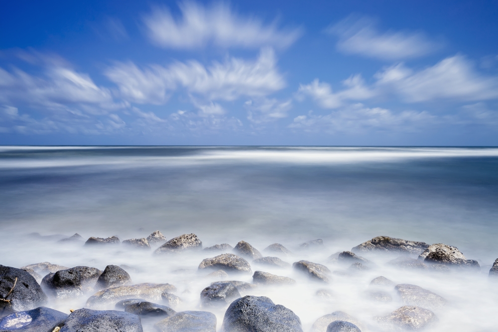 Long exposure of the surf along Wailua Beach Wailua Kauai Hawaii United States of America Canvas Art - Ian Ludwig Design Pics (38 x 24)