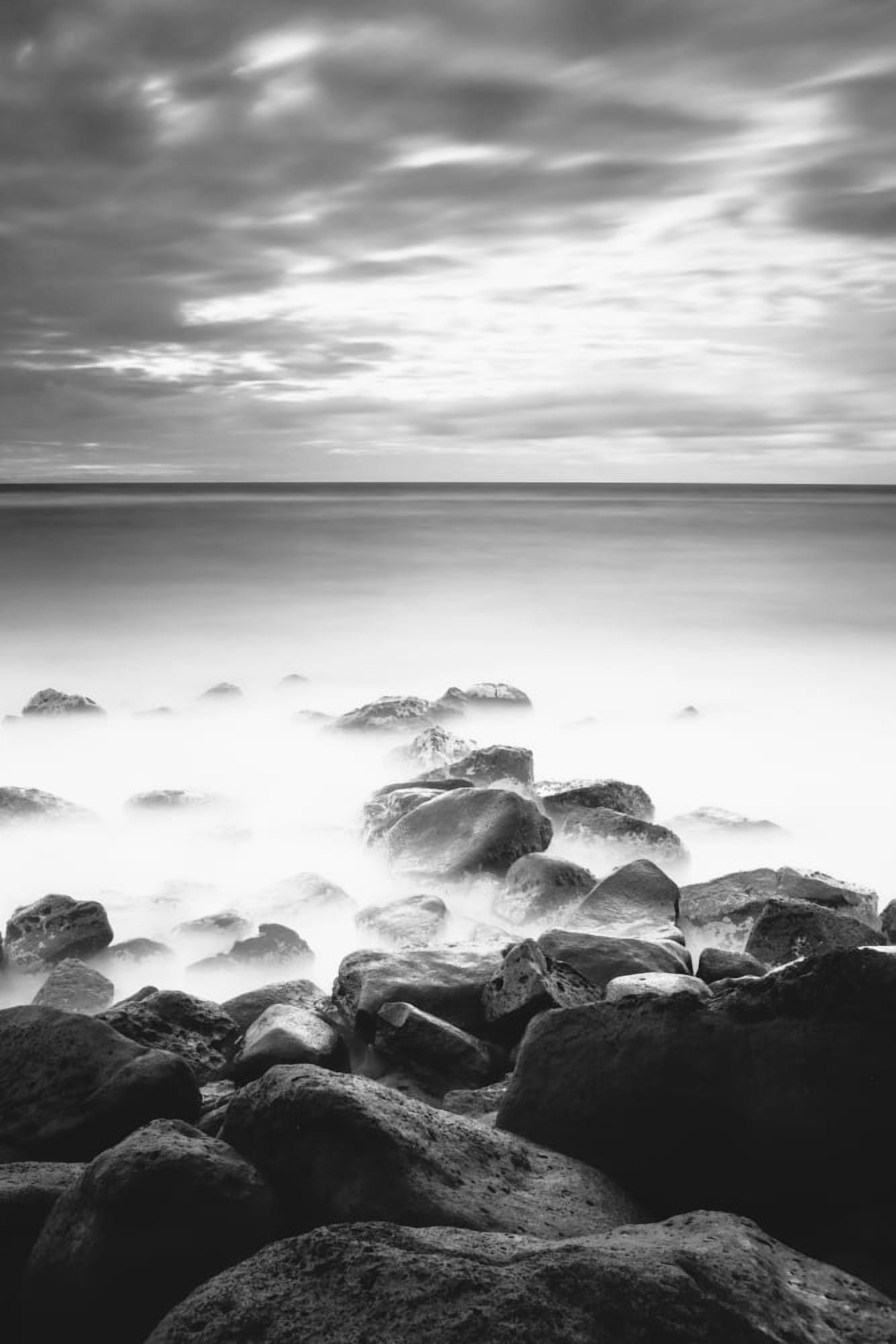 Long exposure of the surf along Wailua Beach processed in high contrast black and white Wailua Kauai Hawaii United States of America Canvas Art - Ian Ludwig Design Pics (12 x 19)