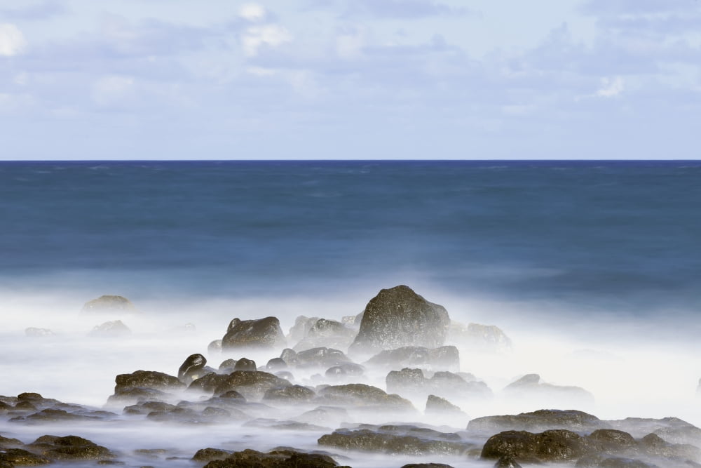 Long exposure surf along the Kealia Beach Kapaa Kauai Hawaii United States of America Canvas Art - Ian Ludwig Design Pics (19 x 12)