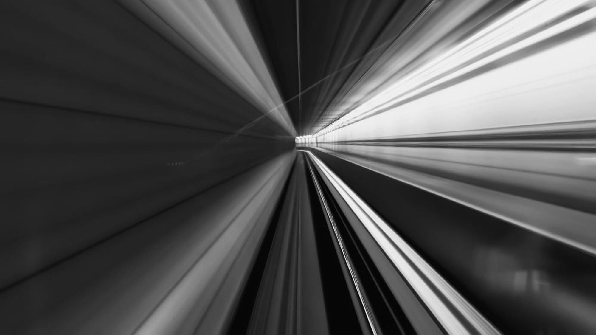 Long exposure while taking underground transportaion giving a time warp feel Seattle Washington United States of America Canvas Art - Ian Ludwig Design Pics (20 x 11)
