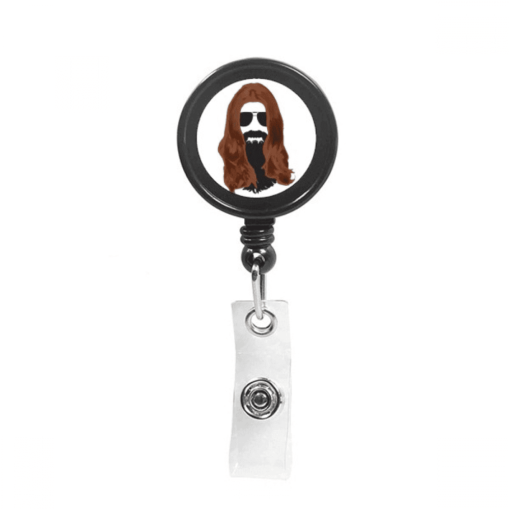 Long-haired Men Women Beard Sunglasses Retractable Keychain Badge Holder ID Badge
