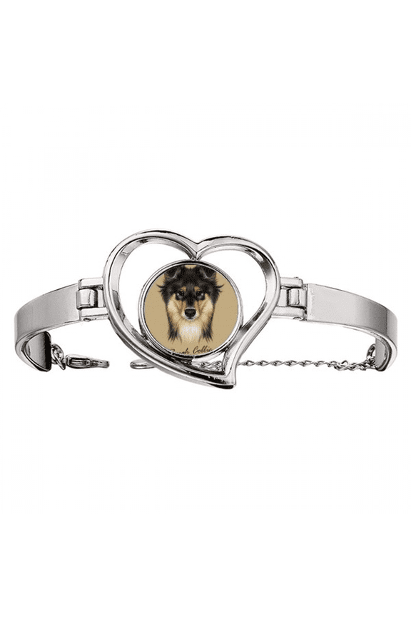 Long-haired Rough Collie Pet Animal Bracelet Heart Jewelry Wire Bangle