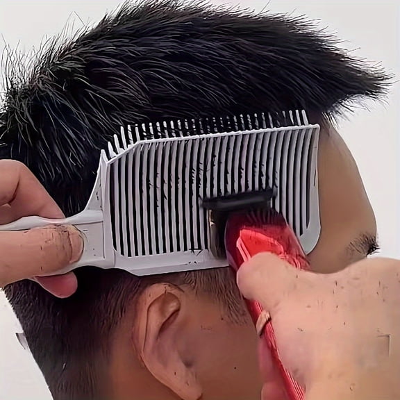 Long-handled Clipper Comb, Flat Top Styling Comb, Curved Edge Haircut Positioning Comb