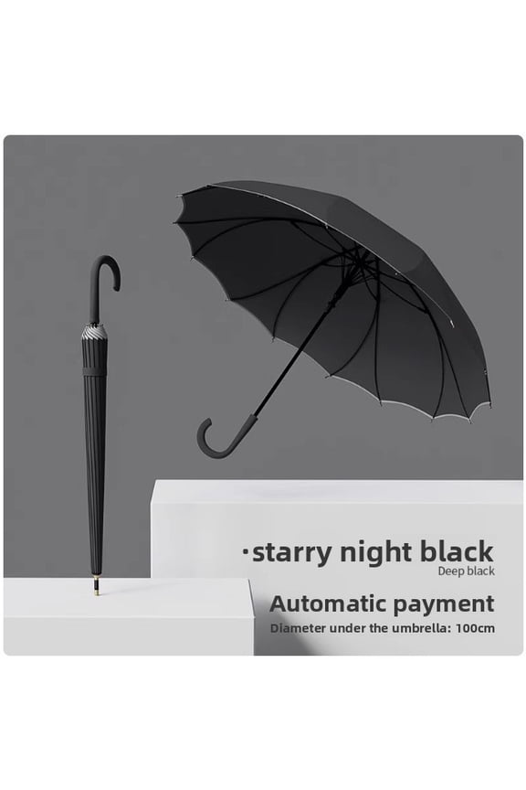 Long-handled automatic umbrella, thickened, double-layer frame, waterproof coating, strong wind resistance, lightweight and luxurious business umbrella.