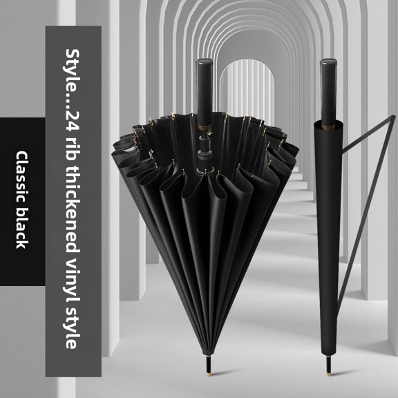 Long-handled umbrella, 24 thick fiber umbrella bones, super wind-resistant, three-layer rain-proof, enlarged umbrella surface, can accommodate three people.