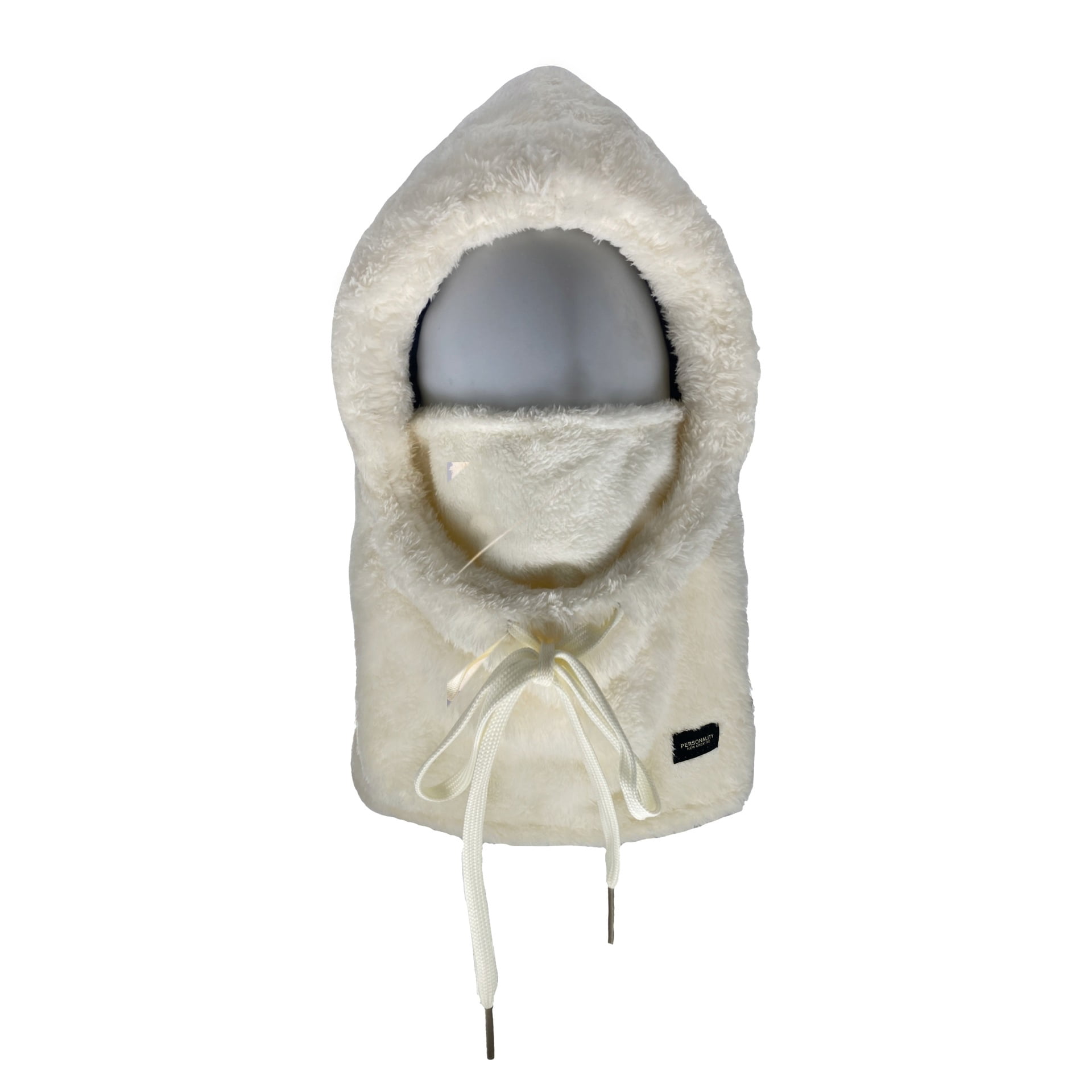Long hat with plush insulation, ear protection and neck protection integrated hat, women's winter thick skiing and cycling face mask windproof hood cap