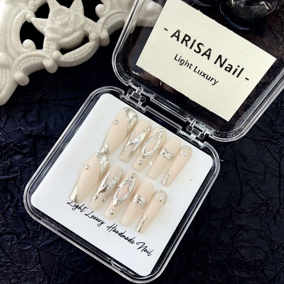 Long ladder pure desire wind simple and sweet hand repair type wearing nail piece light luxury pure handmade high-quality nail