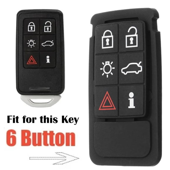 Long lasting Rubber Remote Car Key Fob Case Pad for Volvo XC60 XC70 V70 S60 S80 6 Buttons Guaranteed Durability