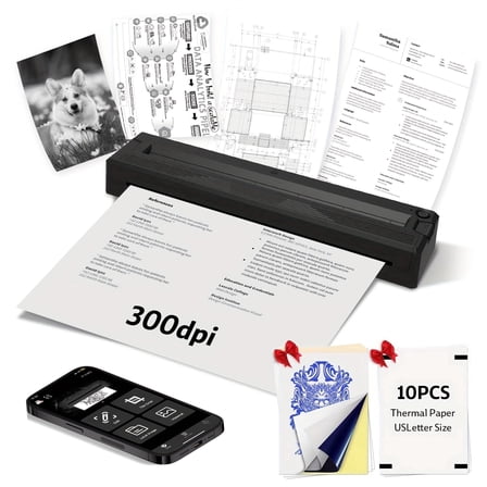 DODOXCX Portable Wireless Thermal Printer, Handheld Bluetooth Printer for Document, Note, Label & Photo Printing with Mobile App, Ideal for Home Office Travel