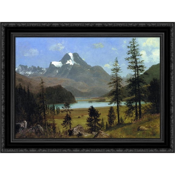 Long's Peak, Estes Park, Colorado 24x20 Black Ornate Wood Framed Canvas Art by Bierstadt, Albert