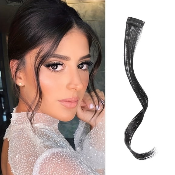 Long side bangs, synthetic hair piece design women's wavy curl clip-in bangs wig,