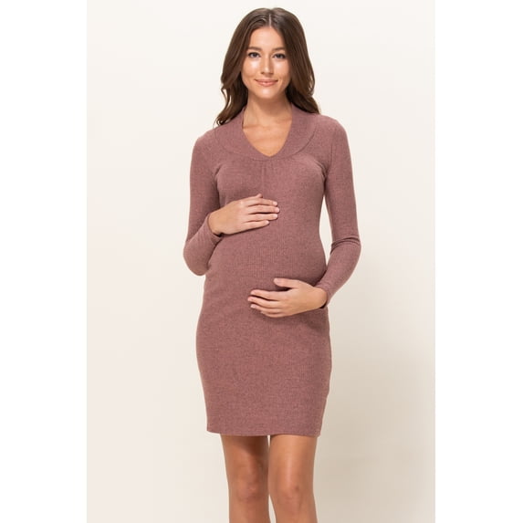 Long sleeve Maternity Sweater Knit Ribbed Dress